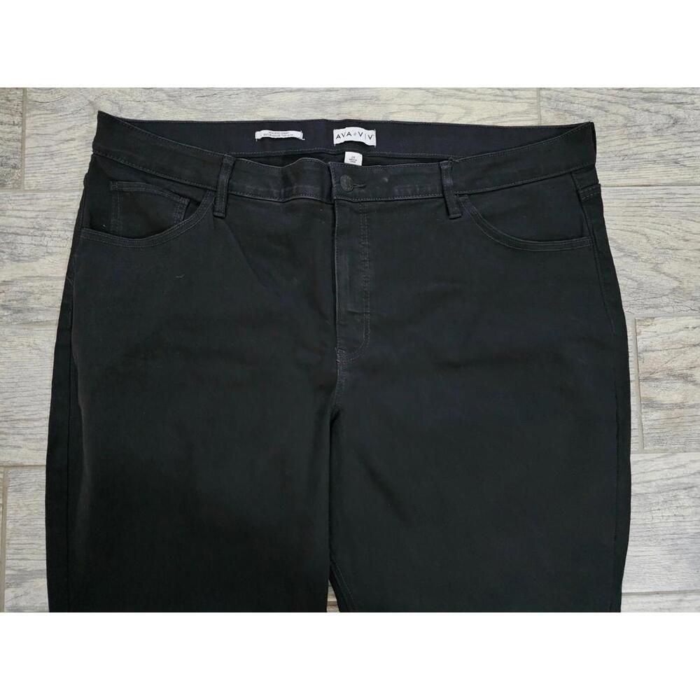 Women's AVA & VIV Jeans Pants High Rise Skinny Size 24 Black Stretch Flat Front - Picture 7 of 11